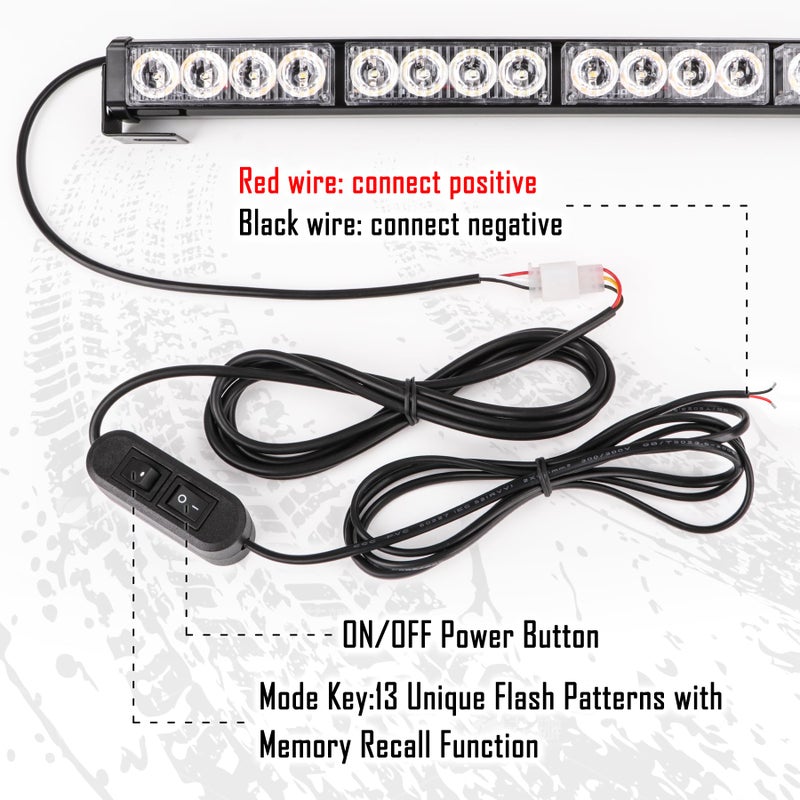 LE-JX Led Strobe Lights 36 Inch Yellow Flashing Safety Warning Emergency Strobe Light Bar Caution Directional Police Car Vehicle Pickup Truck Rear Window Traffic Advisor (35.5 IN, Yellow/Amber) - Image 5